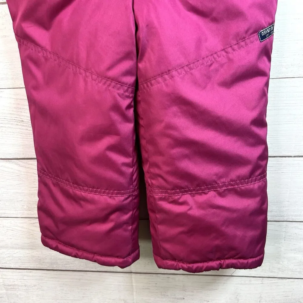 OshKosh B'gosh Girls Insulated Winter Snow Bib Overalls Pants Ski Snowboard 4T